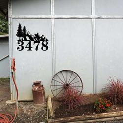 personalized cabin mountains home address sign pine tree house number plaque custom metal sign 3