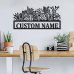 personalized cactus border monogram metal sign art decoration for living room 0