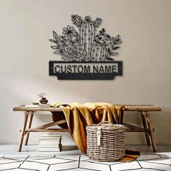 personalized cactus flower garden decorative custom metal sign 1