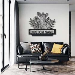 personalized cactus flower garden decorative custom metal sign 2