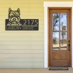 personalized cairn terrier dog cute puppy address sign house number plaque custom metal sign 2