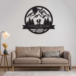 personalized camper camping couple mountain hiking custom metal sign anniversary wedding gift 1