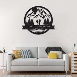 personalized camper camping couple mountain hiking custom metal sign anniversary wedding gift 2