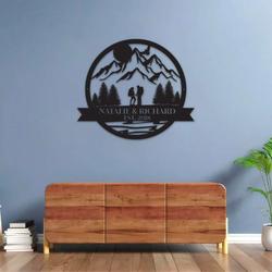personalized camper camping couple mountain hiking custom metal sign anniversary wedding gift 3