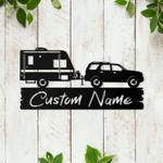 personalized camper trailer woodland camping custom metal sign 0