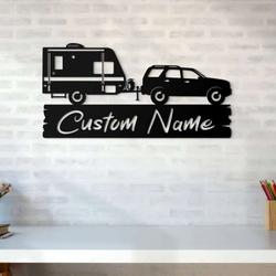 personalized camper trailer woodland camping custom metal sign 1