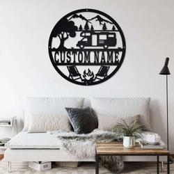 personalized campervan campfire custom metal sign 1