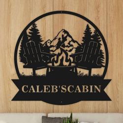 personalized campfire cabin camping custom metal sign 1