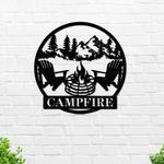 personalized campfire mountain view custom metal sign 0