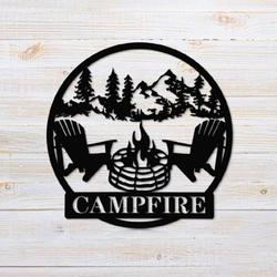 personalized campfire mountain view custom metal sign 1