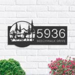 personalized camping camper hiking hiker with dog mountain address sign house number plaque custom metal sign 0