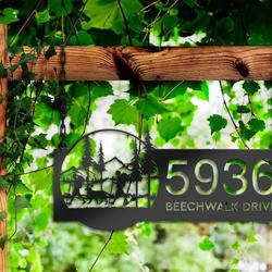personalized camping camper hiking hiker with dog mountain address sign house number plaque custom metal sign 2