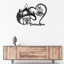 personalized camping campfire heart shape custom metal sign 2