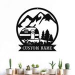 personalized camping car mountain scene custom metal sign 0