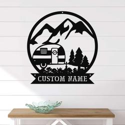 personalized camping car mountain scene custom metal sign 2