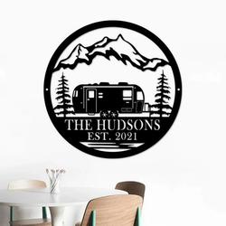 personalized camping car sign personalized metal name signs airstream travel trailer metal wall art decor 1