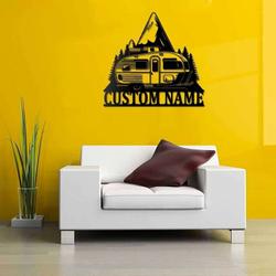 personalized camping caravan vintage trailer mountain custom metal sign 1