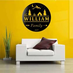 personalized camping family name metal wall art custom metal sign 1