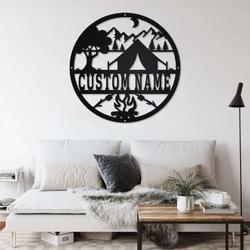 personalized camping firepit and marshmallow custom metal sign 2
