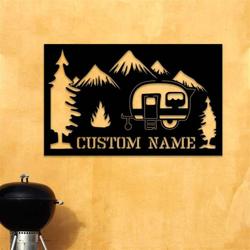 personalized camping rv motorhome campsite decor custom metal sign 2