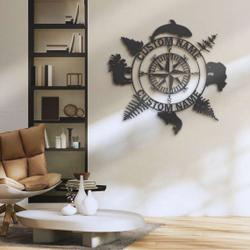 personalized camping signs custom compass metal wall art coordinates sign camping decor 1