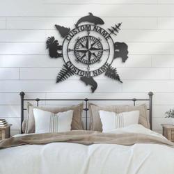 personalized camping signs custom compass metal wall art coordinates sign camping decor 2