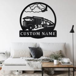 personalized car hauler truck metal name sign home decor gift for truck drivers 2