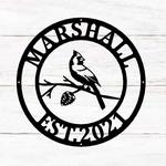 personalized cardinal on a branch birds garden yard decorative custom metal sign housewarming gift 0