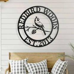 personalized cardinal on a branch birds garden yard decorative custom metal sign housewarming gift 1