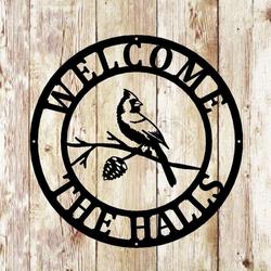 personalized cardinal on a branch birds garden yard decorative custom metal sign housewarming gift 3