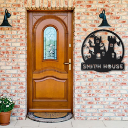 Personalized Castle House Metal Wall Art  Halloween Decoration For Home