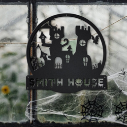 personalized castle house metal sign v1 halloween decoration for home 1