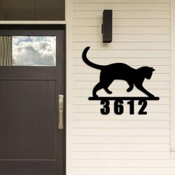 personalized cat address sign house number plaque custom metal sign 1