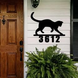 personalized cat address sign house number plaque custom metal sign 2