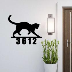 personalized cat address sign house number plaque custom metal sign 3