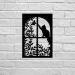 personalized cat and butterfly in window garden decorative custom metal sign 0