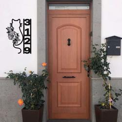 personalized cat flower address sign house number plaque custom metal sign 2