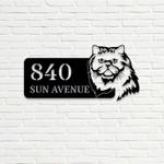 personalized cat lovers address sign cat house number plaque custom metal sign 0