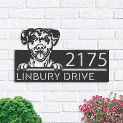 personalized catahoula dog cute puppy address sign house number plaque custom metal sign 1
