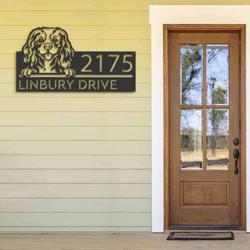 personalized cavalier king charles spaniel dog address sign house number plaque custom metal sign 2