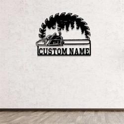 personalized chainsaw wood sign woodworker name sign wood saw blade custom metal signs home decor 1