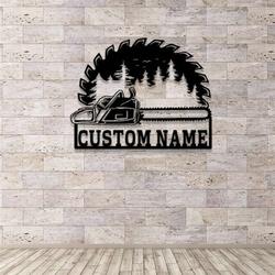personalized chainsaw wood sign woodworker name sign wood saw blade custom metal signs home decor 4