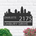 personalized charlotte city skyline metal address sign house number plaque realtor closing gift custom metal sign 0