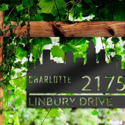 personalized charlotte city skyline metal address sign house number plaque realtor closing gift custom metal sign 2