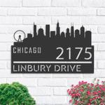 personalized chicago city skyline metal address sign house number plaque realtor closing gift custom metal sign 0
