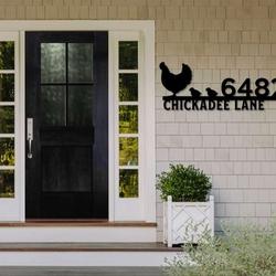 personalized chicken farm address sign chicken family with chicks house number plaque custom metal sign 1