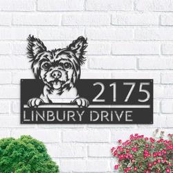 personalized chinese crested dog cute puppy address sign house number plaque custom metal sign 1