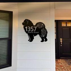 personalized chow chow address sign cute puppy house number plaque custom metal sign 1