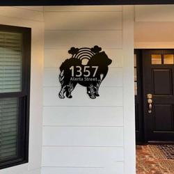 personalized chow chow rainbow address sign cute puppy house number plaque custom metal sign 1