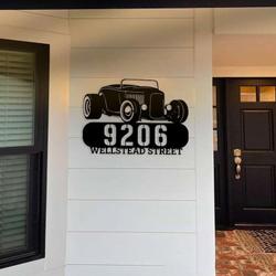 personalized classic muscle car address sign v1 garage house number plaque custom metal sign 1